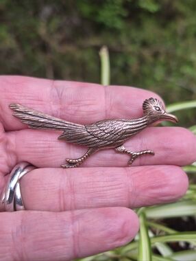 Road Runner Large Brooch Pin Vintage Copper Southwest Western 2.5"